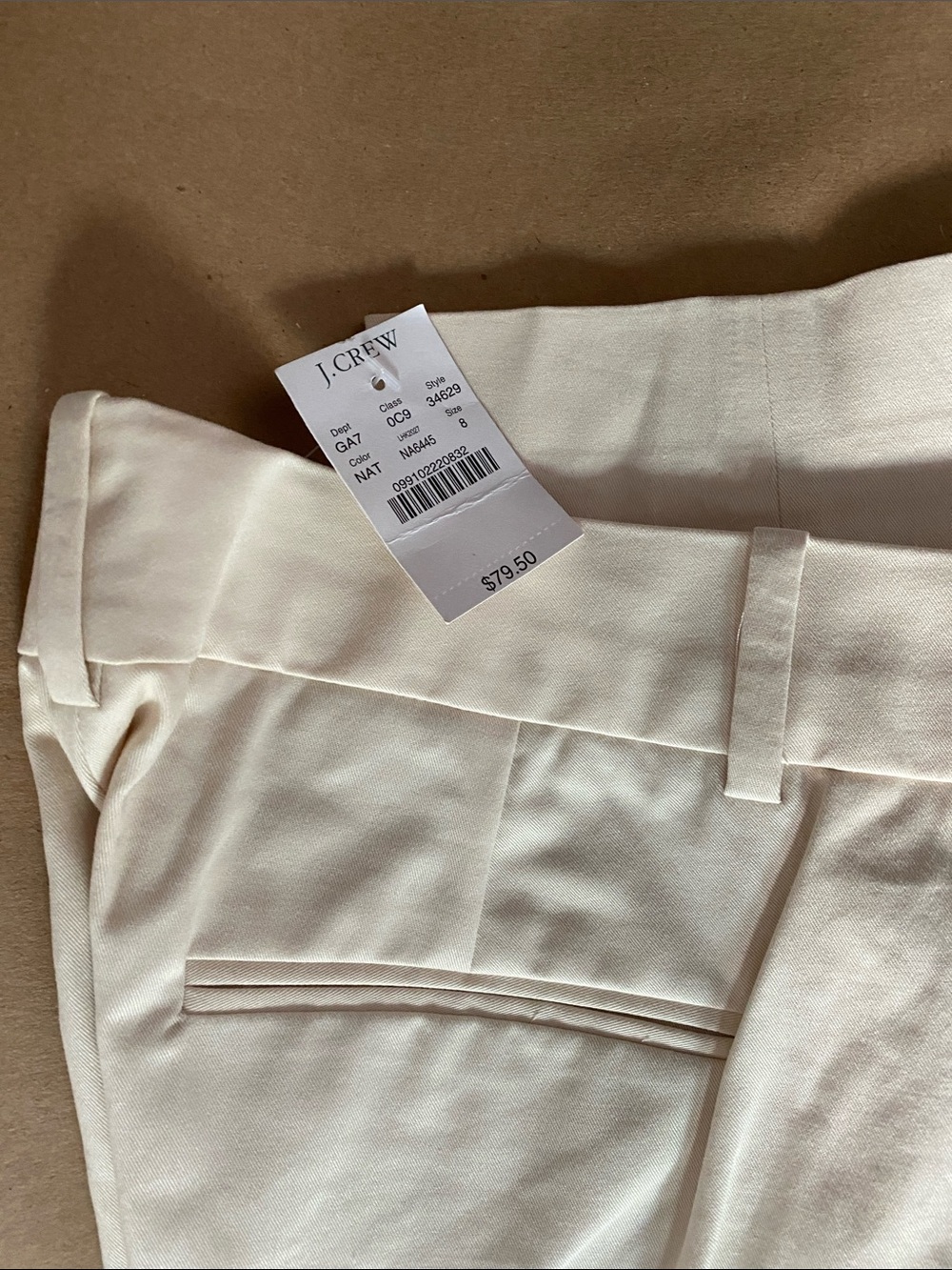 J. Crew Cream Tailored Dress Pants with Welt Back Pocket Size 8